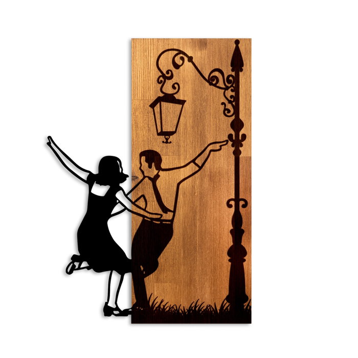 Wallity La La Land Escultura de pared en madera y metal Nogal y Negro
